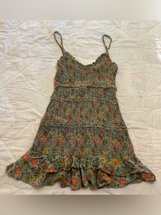 Vici Dresses & Skirts - VICI Floral Smocked Mini Dress Womens S Tiered Ruffle Cottagecore Sundress